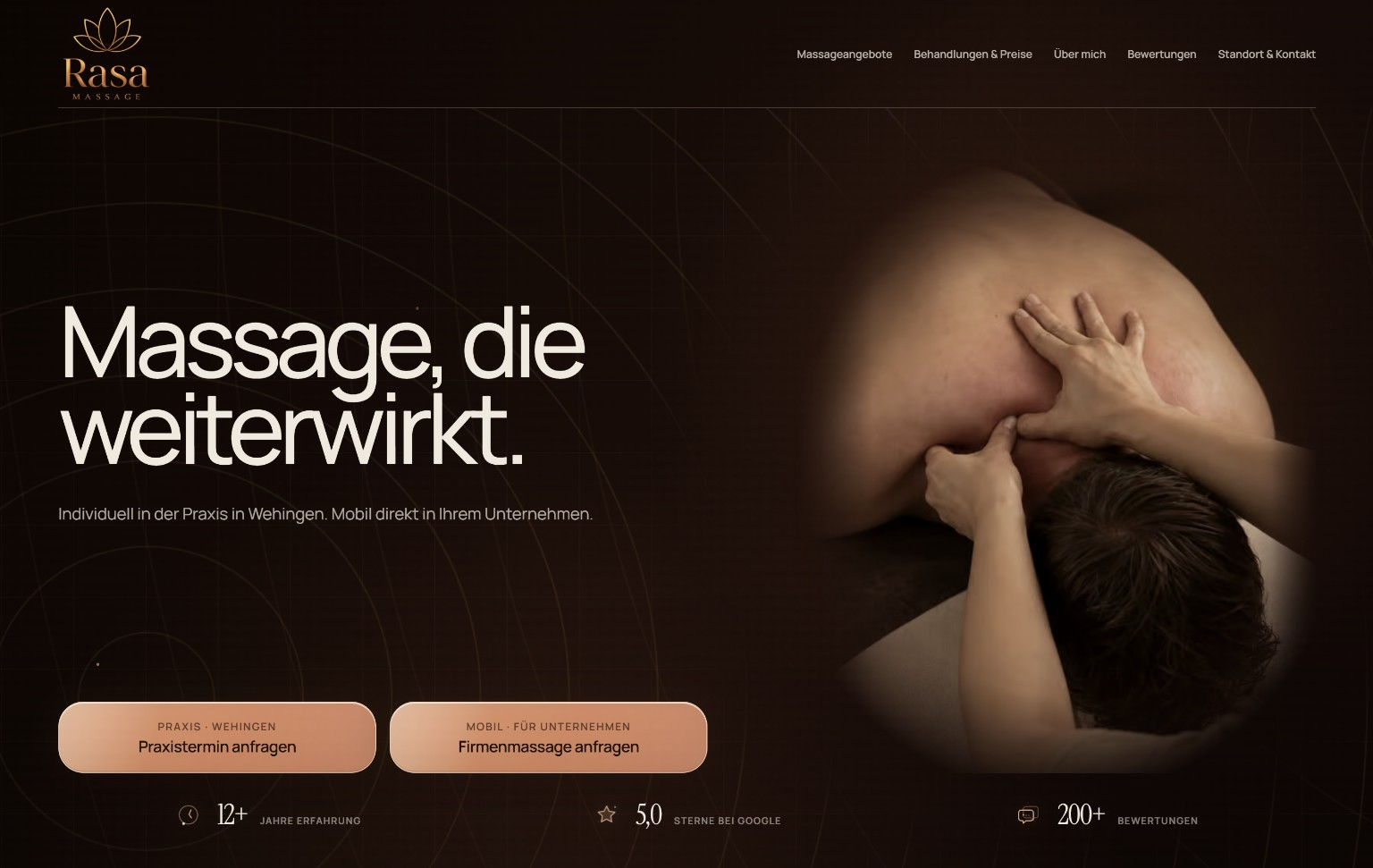 Rasa Massage – Desktopansicht